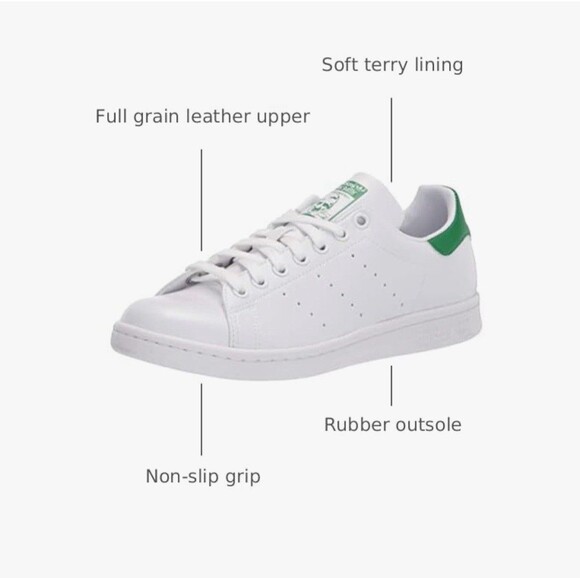 Adidas Stan Smith FX5502 Mens Classic White Green Sneakers 5 Men’s 6.5 Women’s main image 5